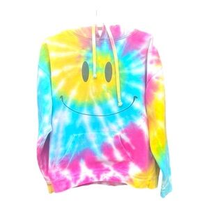 Tie-Dye Smiley Hoodie - Pink, Blue, Yellow